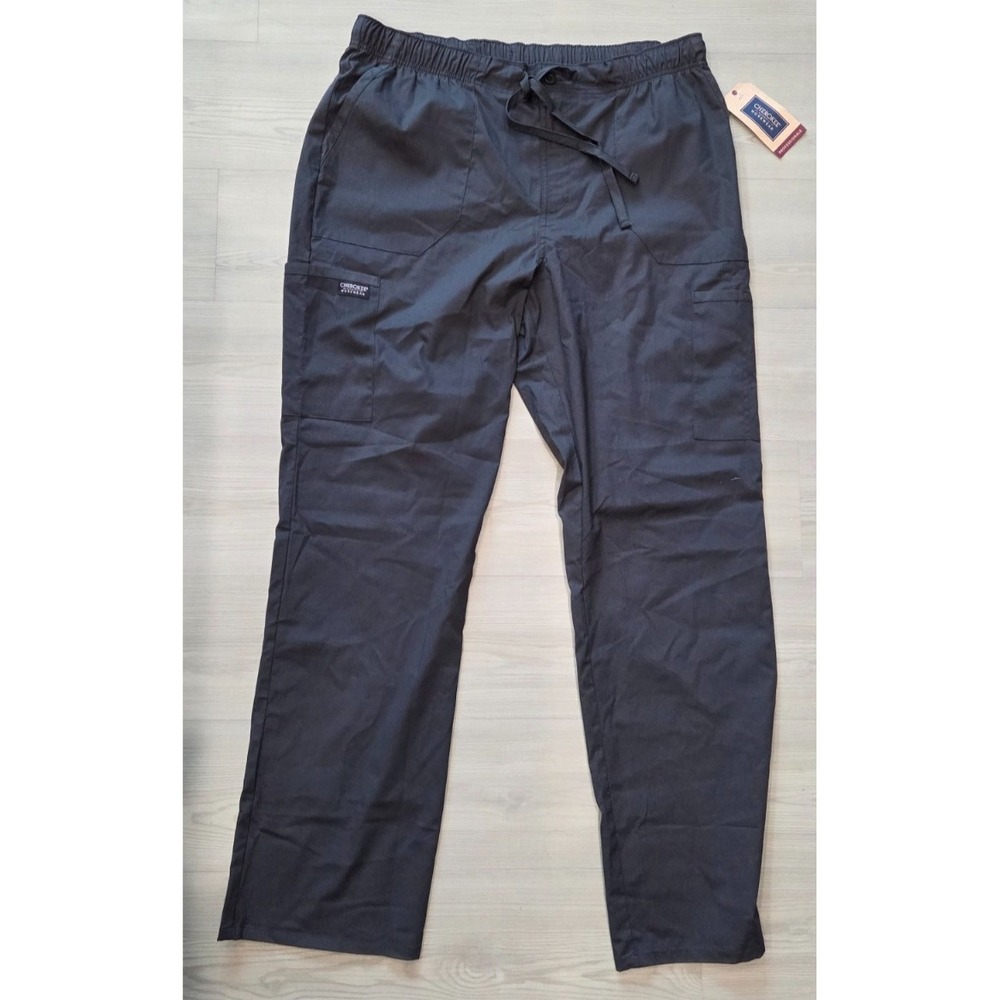 Cherokee Workwear Mens Scrub Pants L PWT Solid Drawstring Elastic WW190T Blue